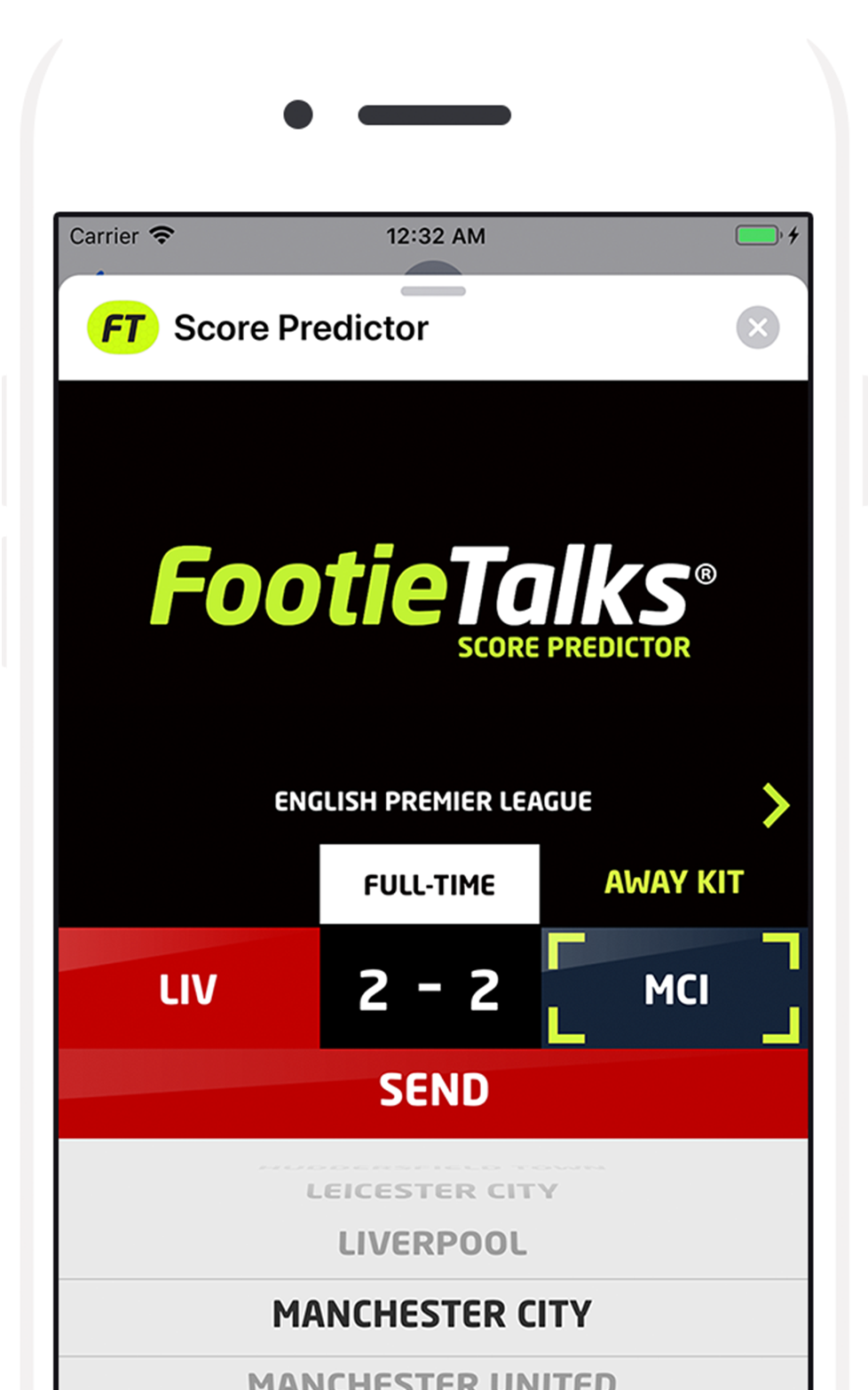 FootieTalks® Score Predictor iMessage App